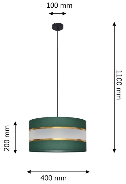 Lustră pe cablu HELEN 1xE27/15W/230V d. 40 cm verde/auriu