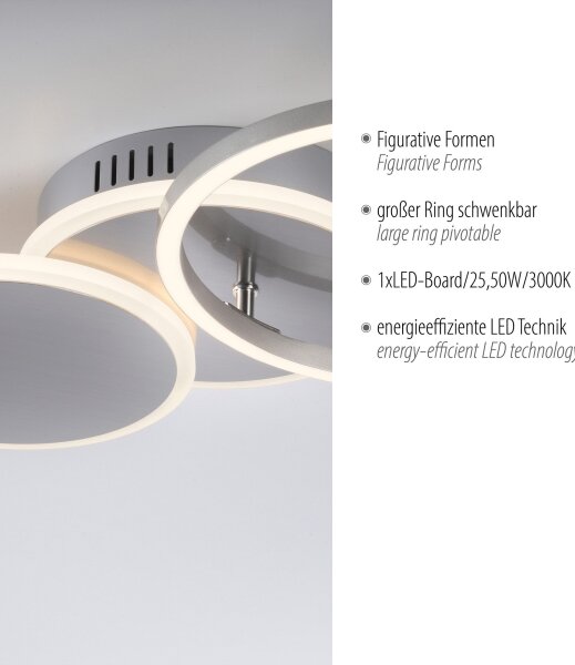 Plafonieră LED/25,5W/230V crom mat Leuchten Direkt 14116-55