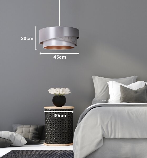 Lustră pe cablu Duolla KOBO 1xE27/15W/230V d. 45 cm argintiu/auriu