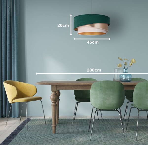 Duolla - Lustră pe cablu KOBO 1xE27/15W/230V verde/roz-auriu/crem