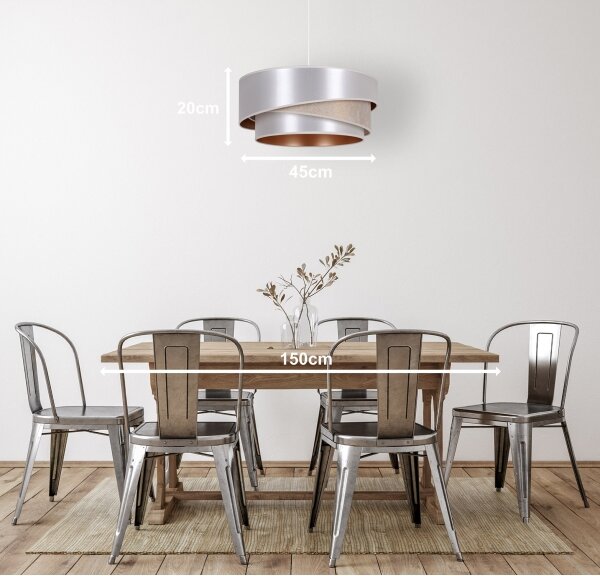 Lustră pe cablu Duolla KOBO 1xE27/15W/230V d. 45 cm argintiu/auriu