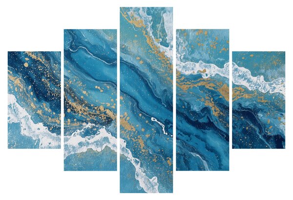 Tablou - Marmură bleu cu aur II. (150x105 cm)