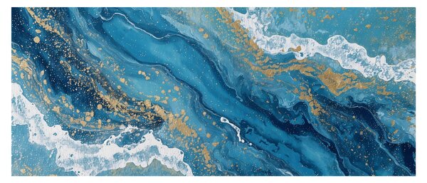 Tablou - Marmură bleu cu aur II. (120x50 cm)