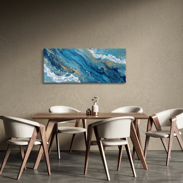 Tablou - Marmură bleu cu aur II. (120x50 cm)