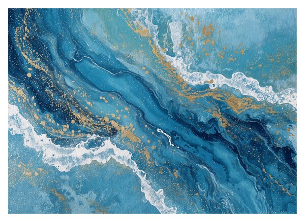 Tablou pe sticlă - Marmură bleu cu aur II. (70x50 cm)
