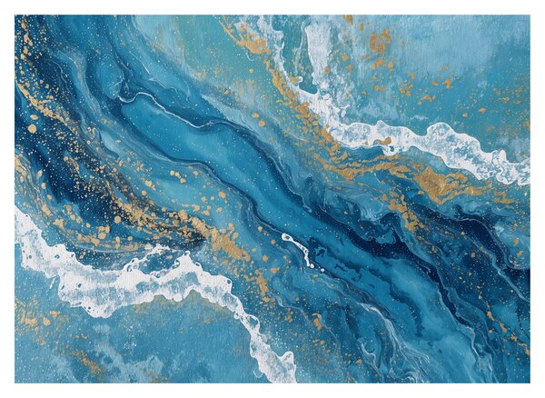 Tablou - Marmură bleu cu aur II. (70x50 cm)