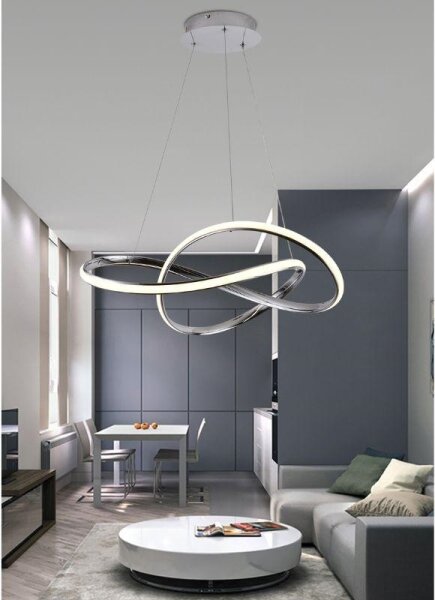 Lustră LED dimabilă pe cablu LED/70W/230V 3000-6500K d. 60 cm crom + telecomandă