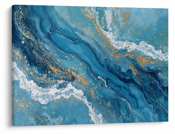 Tablou - Marmură bleu cu aur II. (70x50 cm)