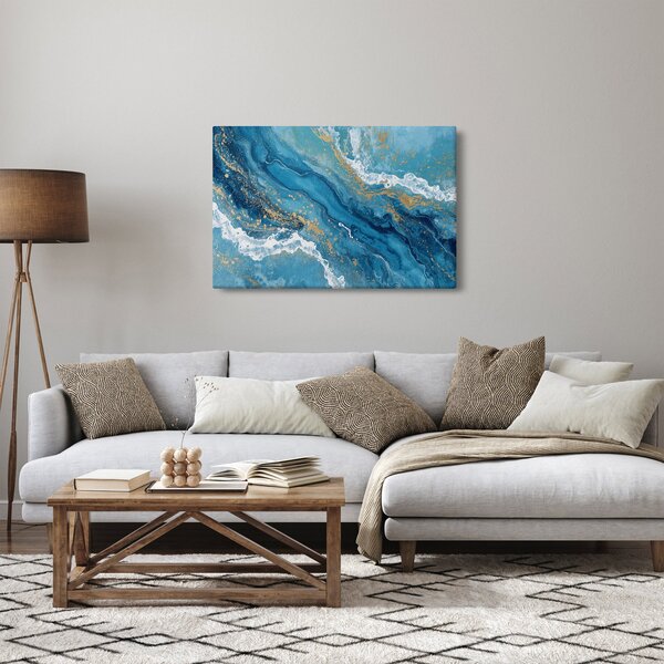 Tablou - Marmură bleu cu aur II. (90x60 cm)