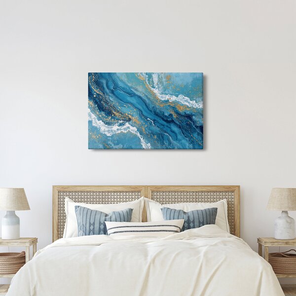 Tablou - Marmură bleu cu aur II. (90x60 cm)