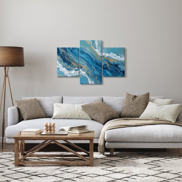 Tablou - Marmură bleu cu aur II. (90x60 cm)