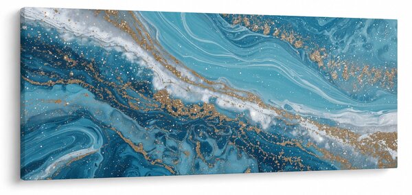 Tablou - Marmură bleu cu aur I. (120x50 cm)