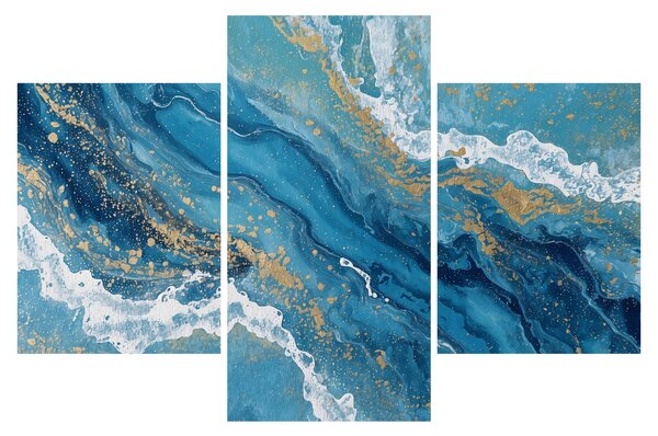 Tablou - Marmură bleu cu aur II. (90x60 cm)