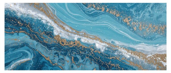 Tablou - Marmură bleu cu aur I. (120x50 cm)