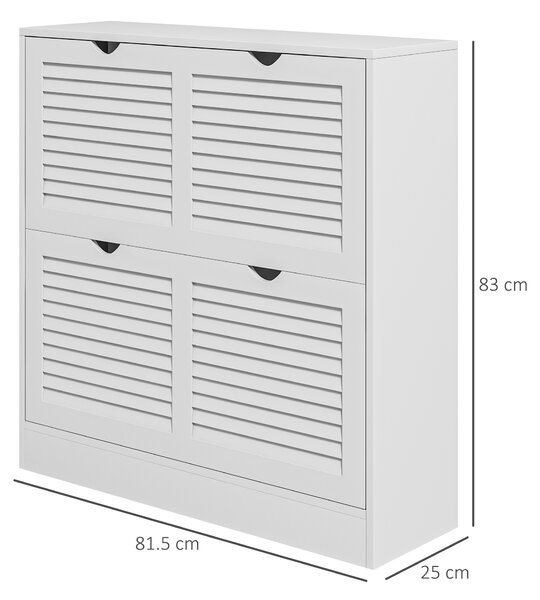 Dulap Ingust pentru Pantofi, Dulap Ingust pentru Depozitarea Pantofilor cu 2 Usi Rabatabile 81,5x25x83cm HOMCOM | Aosom Romania