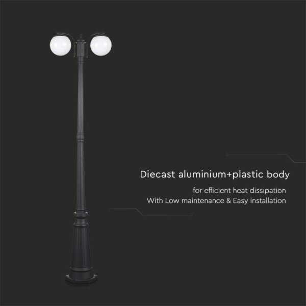 Lampă de exterior neagră 2xE27/60W/230V IP44 199 cm