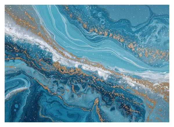 Tablou - Marmură bleu cu aur I. (70x50 cm)