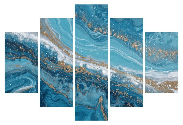 Tablou - Marmură bleu cu aur I. (150x105 cm)
