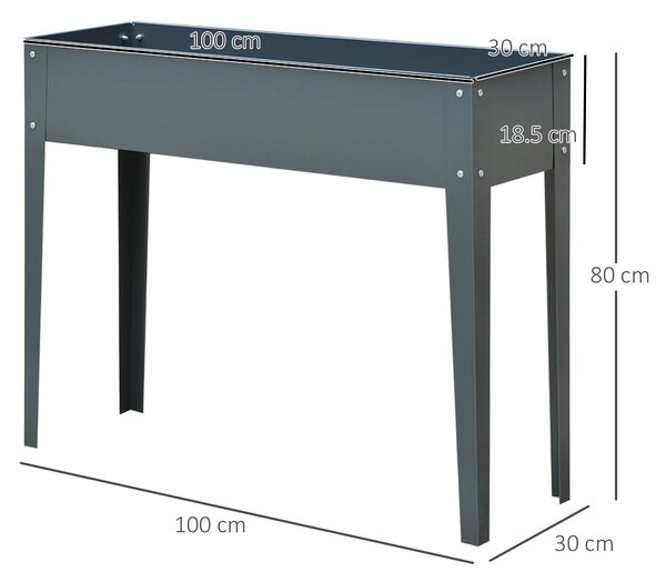 Outsunny Jardiniera Metalica Inaltata cu 3 Orificii de Scurgere, 100x30x80cm | Aosom Romania