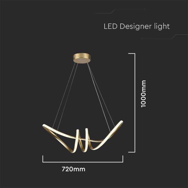 Lustră LED pe cablu LED/24W/230V 3000K auriu