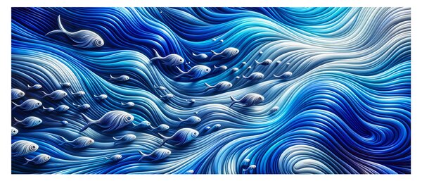 Tablou – Pești în valuri (120x50 cm)
