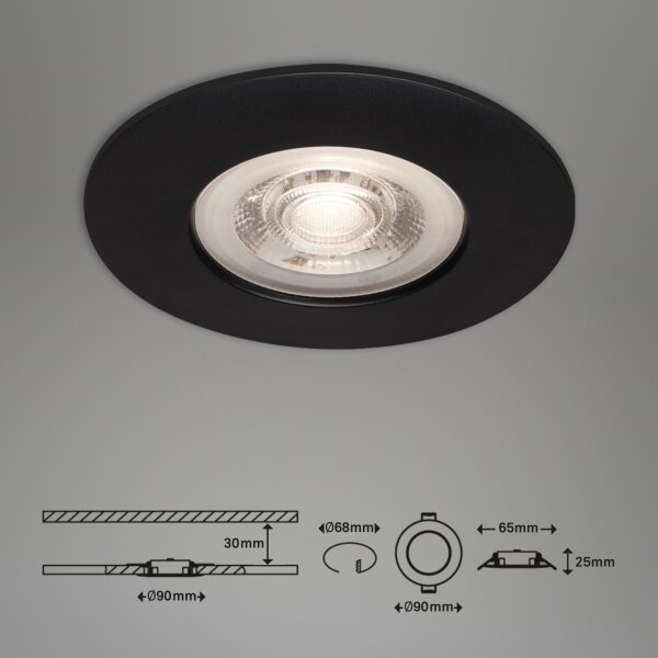 SET 3x corp de iluminat LED încastrat pentru baie LED/4,9W/230V IP44 negru Briloner