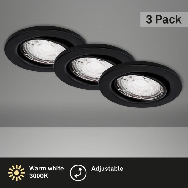 SET 3x corp de iluminat LED încastrat pentru baie 1xGU10/5W/230V IP23 negru Brilo