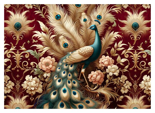 Tablou pe sticlă – Păun elegant (70x50 cm)