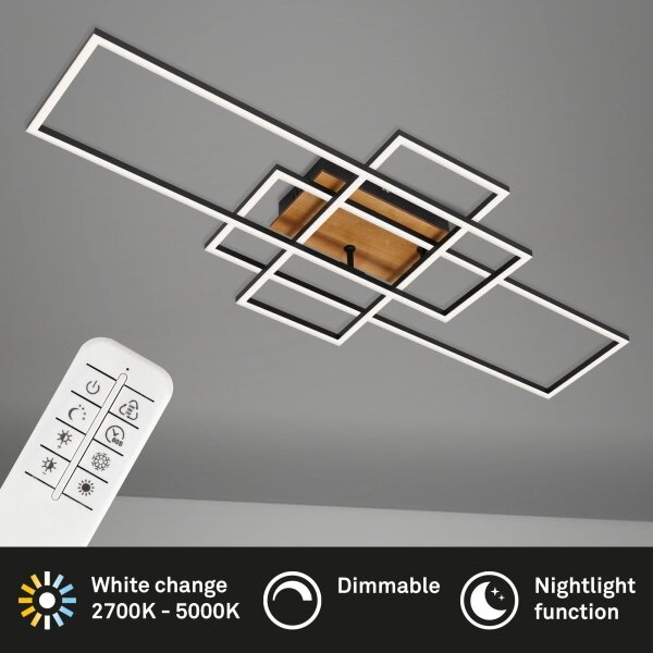Lustră LED dimabilă aplicată FRAME LED/51W/230V negru/maro Brilo + telecomandă