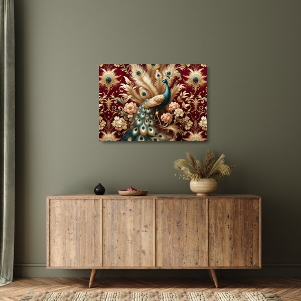 Tablou pe sticlă – Păun elegant (70x50 cm)