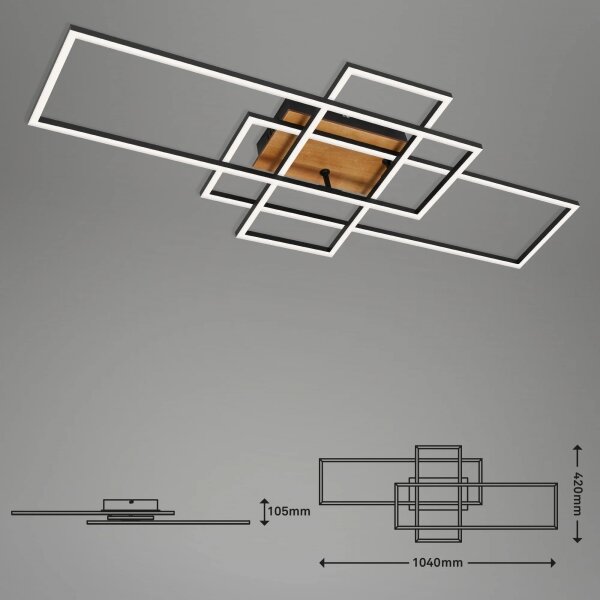 Lustră LED dimabilă aplicată FRAME LED/51W/230V negru/maro Brilo + telecomandă