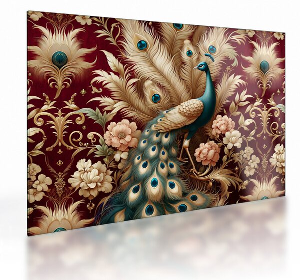 Tablou pe sticlă – Păun elegant (70x50 cm)