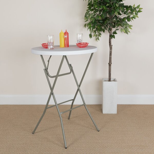 Masa pliabila, rotunda, diametru 80 cm, alba masa cocktail masa bar