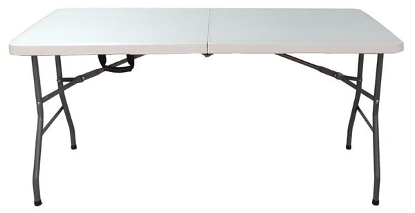 Masa de gradina, terasa si curte, dreptunghiulara, otel, 152x71x74 cm, alba