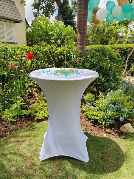 Masa pliabila, rotunda, diametru 80 cm, alba masa cocktail masa bar
