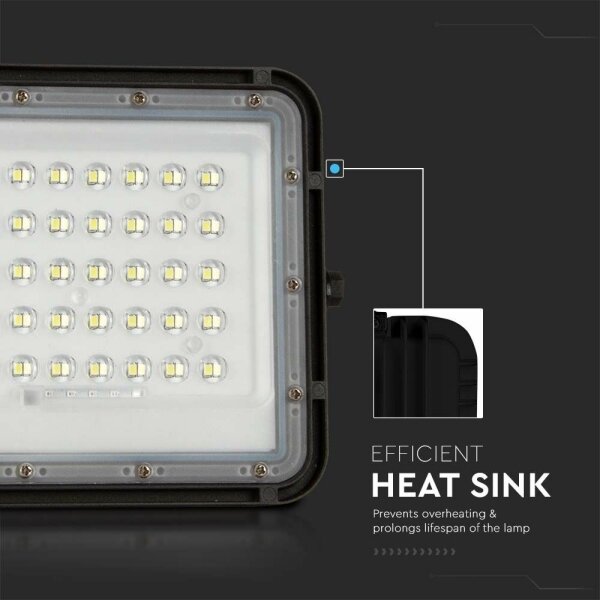 Proiector LED solar de exterior LED/10W/3,2V IP65 4000K negru + telecomandă