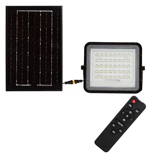 Proiector LED solar dimabil de exterior LED/6W/3,2V IP65 4000K negru + telecomandă