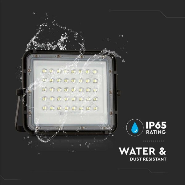 Proiector LED solar de exterior LED/10W/3,2V IP65 4000K negru + telecomandă