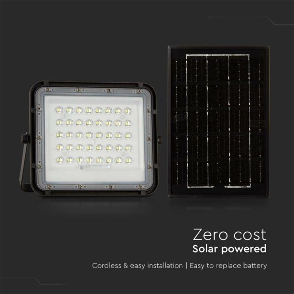 Proiector LED solar dimabil de exterior LED/6W/3,2V IP65 4000K negru + telecomandă