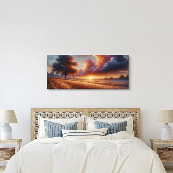 Tablou – Apus de soare pe câmp (120x50 cm)