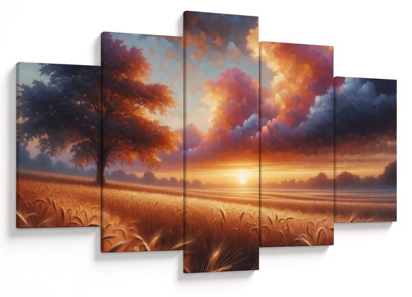 Tablou – Apus de soare pe câmp (150x105 cm)