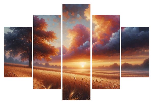 Tablou – Apus de soare pe câmp (150x105 cm)