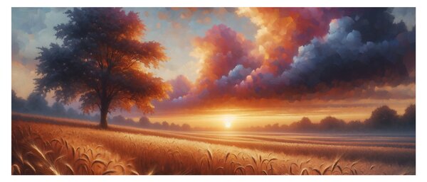 Tablou – Apus de soare pe câmp (120x50 cm)