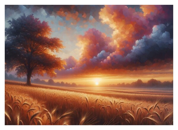 Tablou – Apus de soare pe câmp (70x50 cm)