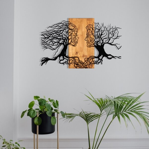 Decorațiune de perete 58x92 cm lemn/metal Pomul Vieții