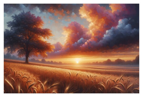 Tablou – Apus de soare pe câmp (90x60 cm)