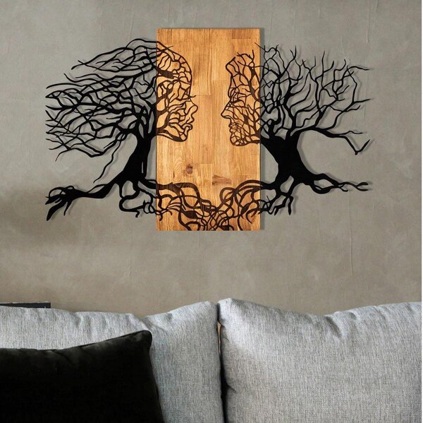 Decorațiune de perete 58x92 cm lemn/metal Pomul Vieții