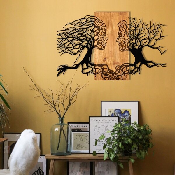 Decorațiune de perete 58x92 cm lemn/metal Pomul Vieții