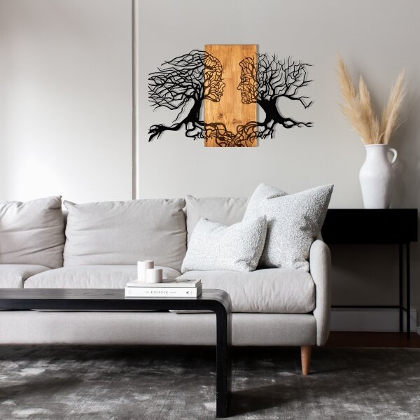 Decorațiune de perete 58x92 cm lemn/metal Pomul Vieții