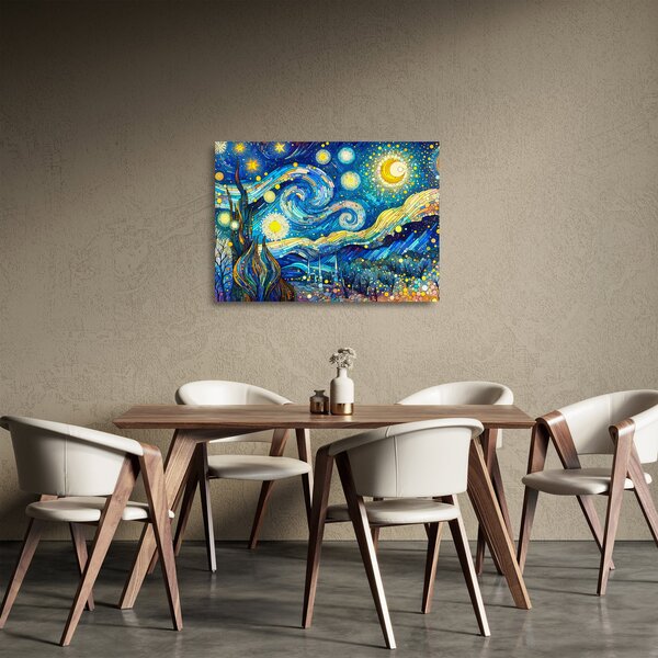 Tablou pe sticlă – Mozaic al nopții înstelate (70x50 cm)